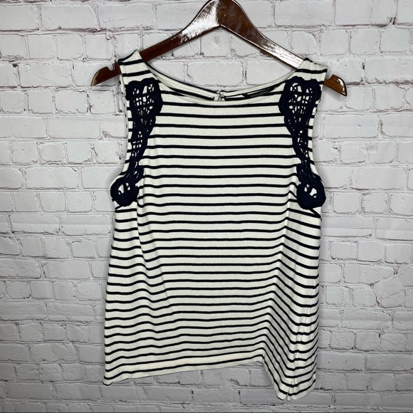 Banana Republic Striped Lace Shoulder Tank Top - Picture 2 of 5